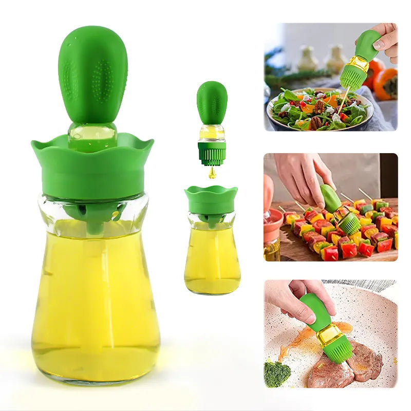 BBQ Tool Oil Bottle With Silicone Brush - Oil Dispenser