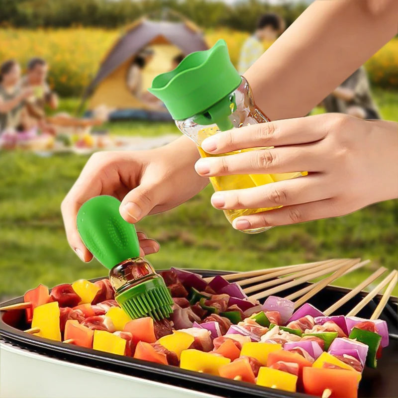 BBQ Tool Oil Bottle With Silicone Brush - Oil Dispenser