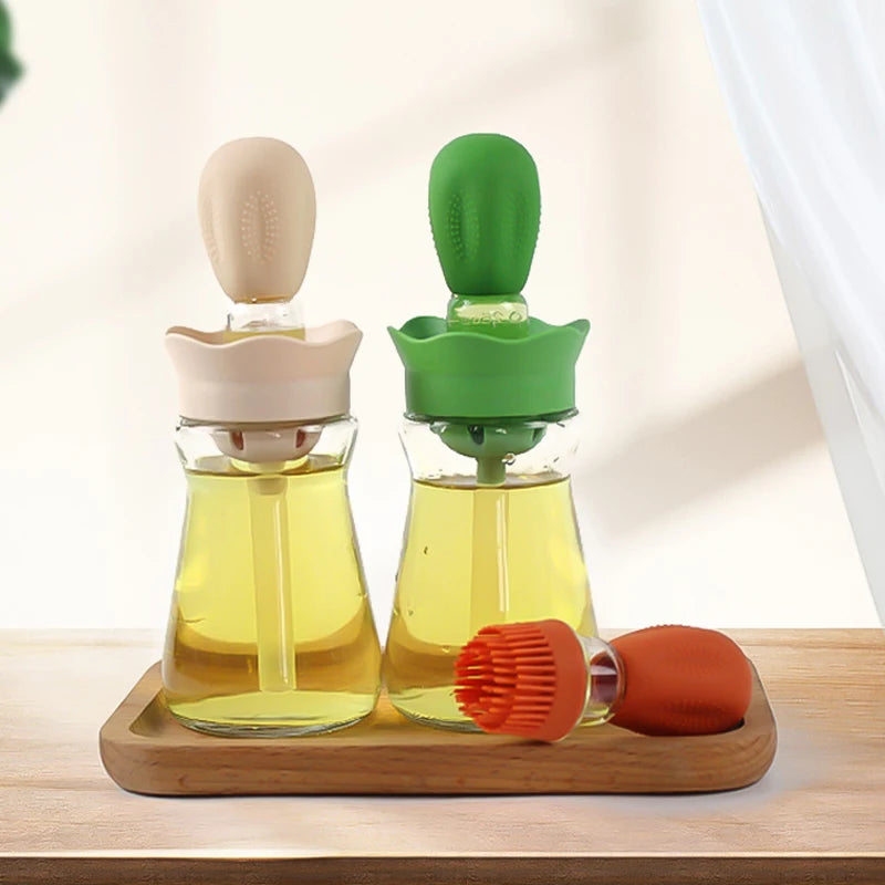 BBQ Tool Oil Bottle With Silicone Brush - Oil Dispenser