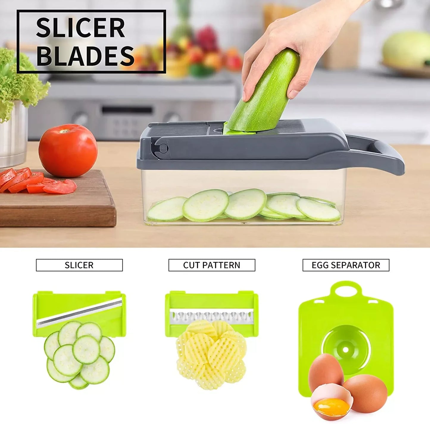 14-in-1 Multifunctional Vegetable Cutter with Basket