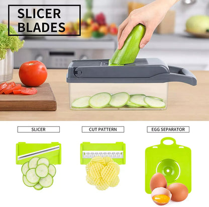 14-in-1 Multifunctional Vegetable Cutter with Basket