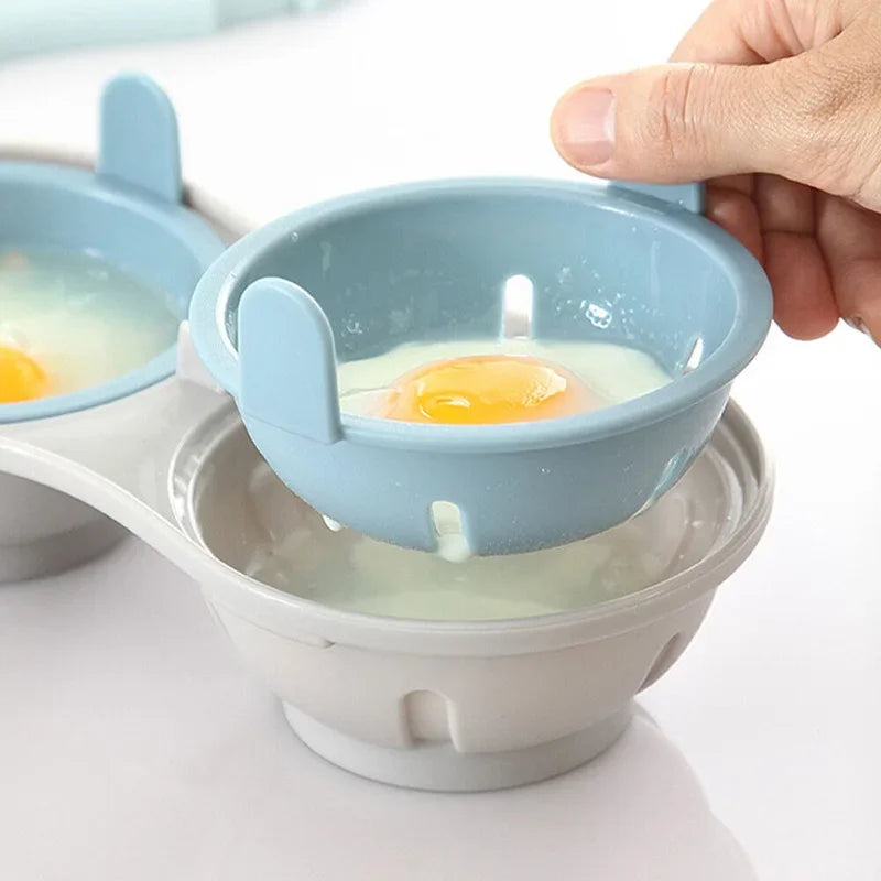 Microwave Oven Double Cup Egg Cooker Mold Steamer