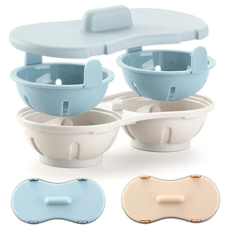Microwave Oven Double Cup Egg Cooker Mold Steamer
