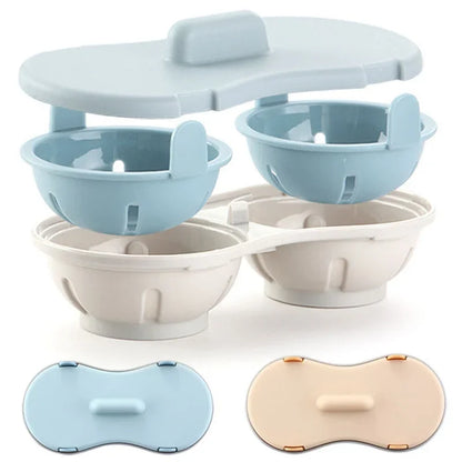 Microwave Oven Double Cup Egg Cooker Mold Steamer