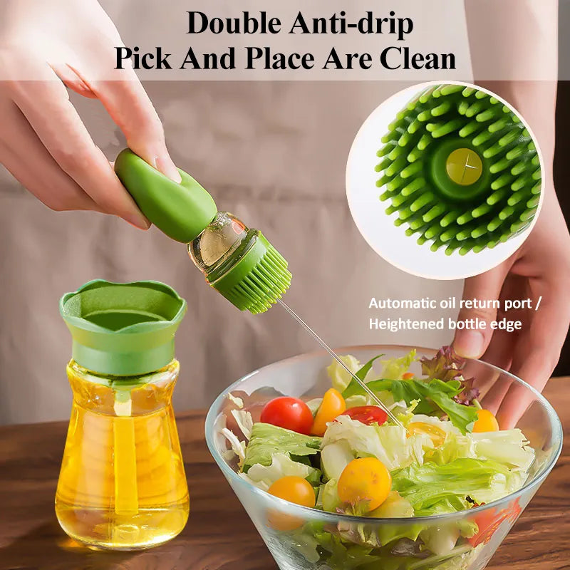 BBQ Tool Oil Bottle With Silicone Brush - Oil Dispenser