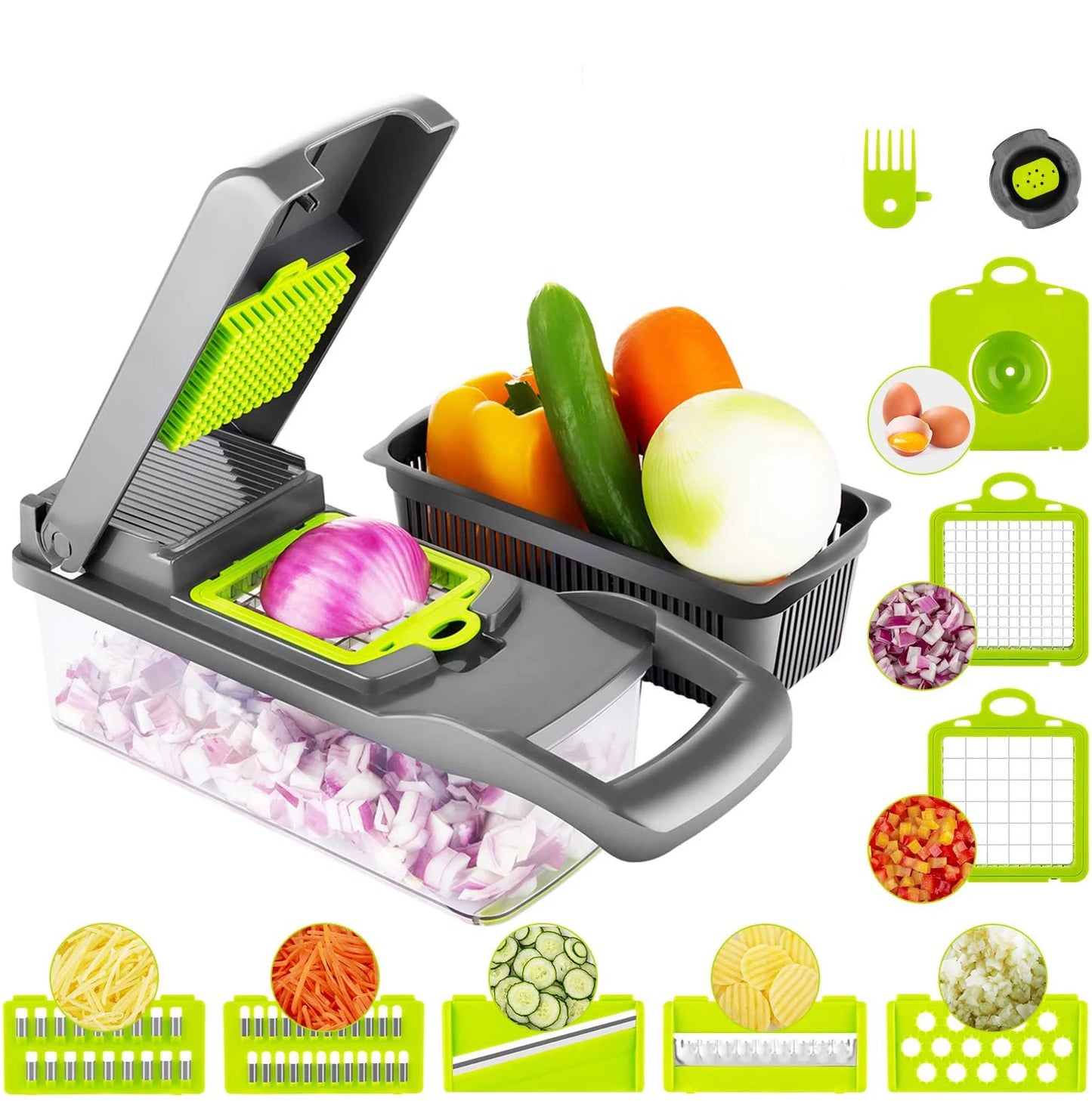 14-in-1 Multifunctional Vegetable Cutter with Basket