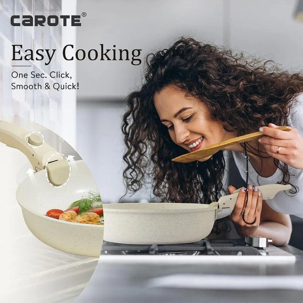 11pcs Induction Kitchen Cookware Set with Removable Handle