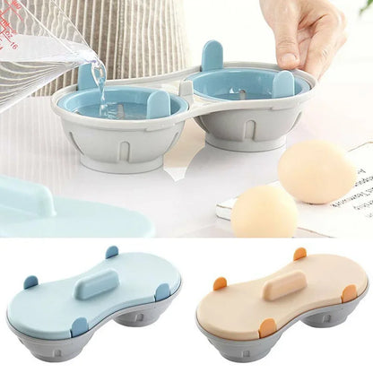 Microwave Oven Double Cup Egg Cooker Mold Steamer