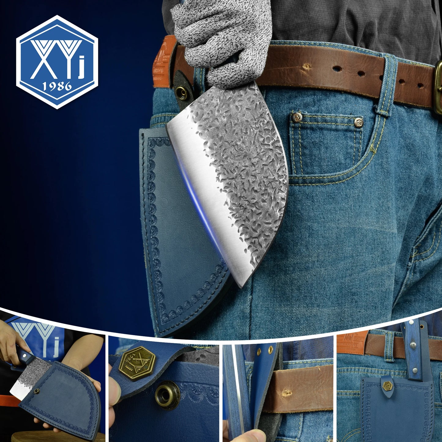 Full Tang Hammered Stainless Steel Cleaver