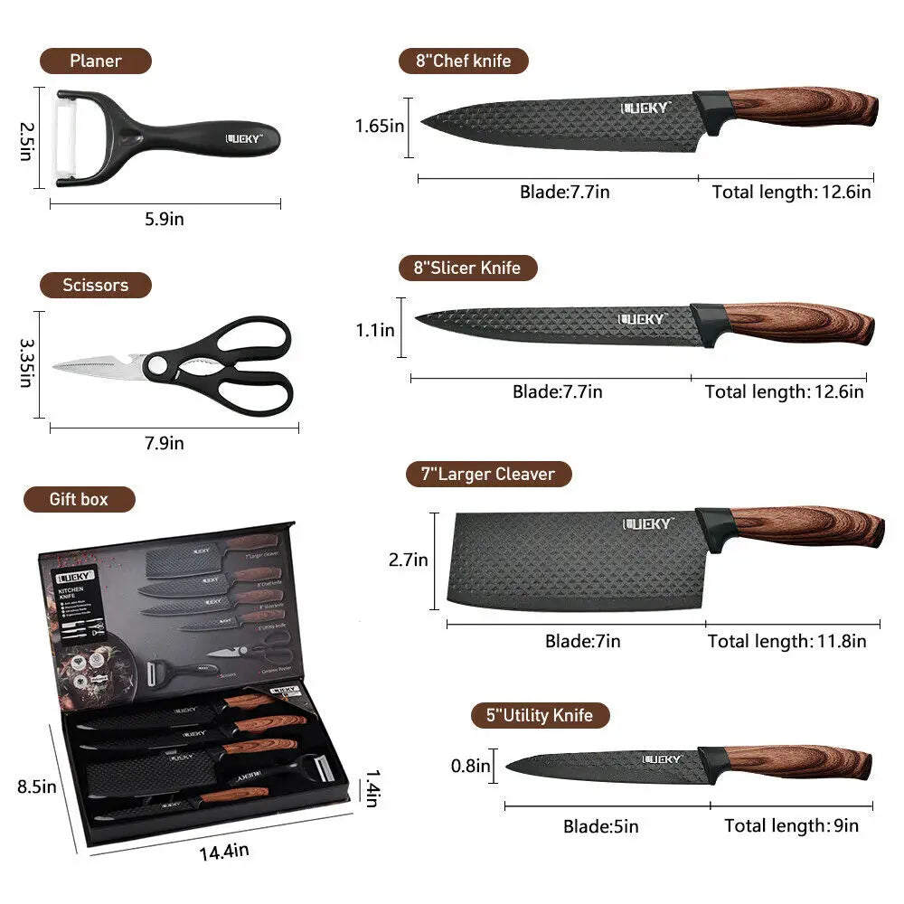 6Pcs Kitchen Knives Set with Gift Case