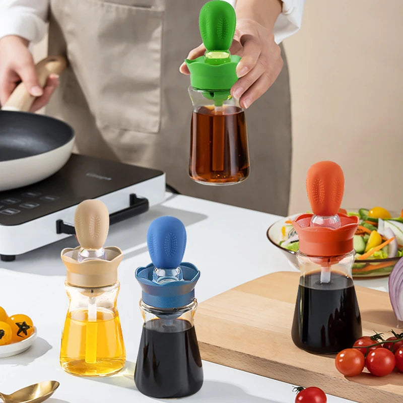 BBQ Tool Oil Bottle With Silicone Brush - Oil Dispenser