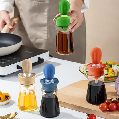 BBQ Tool Oil Bottle With Silicone Brush - Oil Dispenser