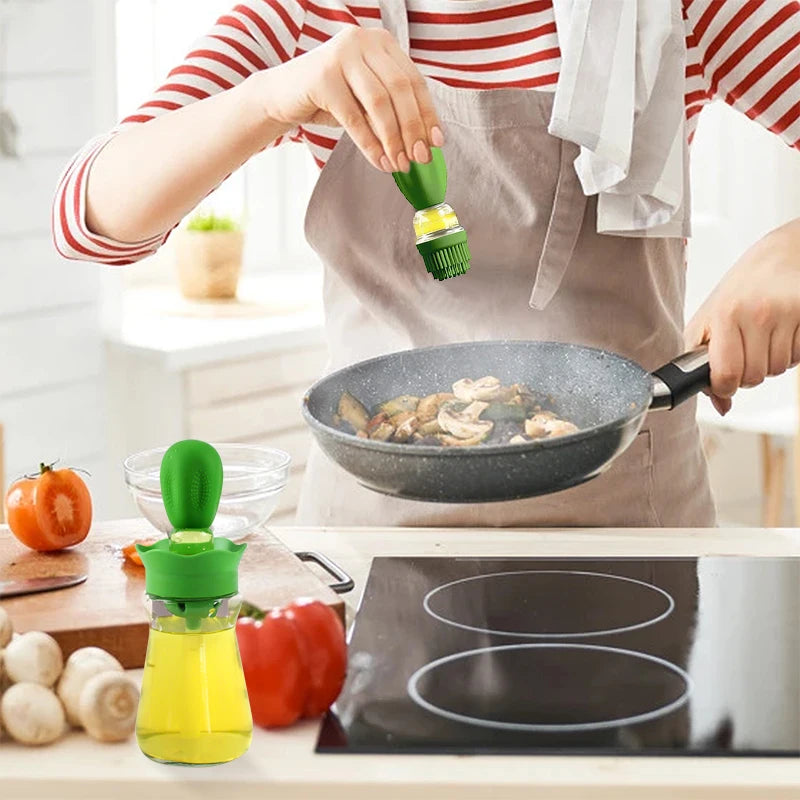 BBQ Tool Oil Bottle With Silicone Brush - Oil Dispenser