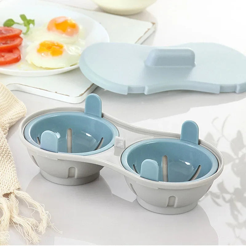 Microwave Oven Double Cup Egg Cooker Mold Steamer